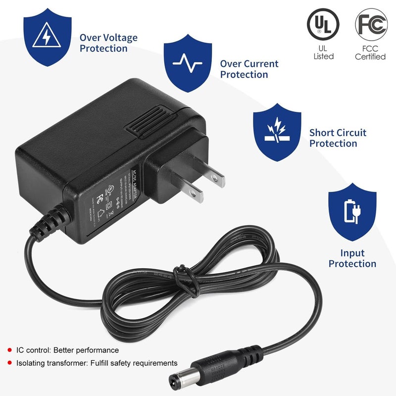 Wefomey 12V 2A Power Supply Adapter, UL-Listed, 120V AC to 12V DC Adapter Transformer, 12 Volt 2 Amp 24W Wall Charger for LED Strip Lights, Security Camera, 5.5x2.1mm US Plug (5 Pack) - Image 2