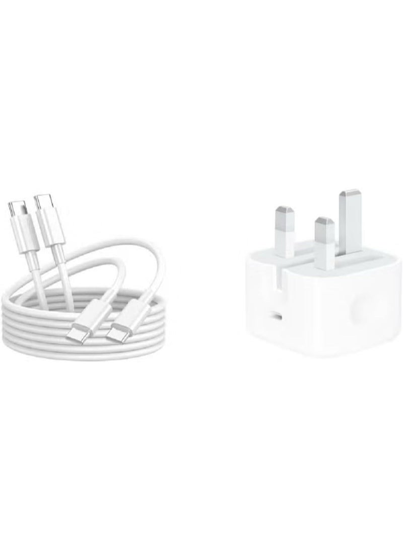 MUNTAQI محول شاحن USB Type-C بقوة 20 واط مع قابس وكابل Type-C بطول 1 متر - مجموعة شحن سريعة لجهاز iPhone وSamsung وAndroid والأجهزة اللوحية ودعم توصيل الطاقة - Image 1
