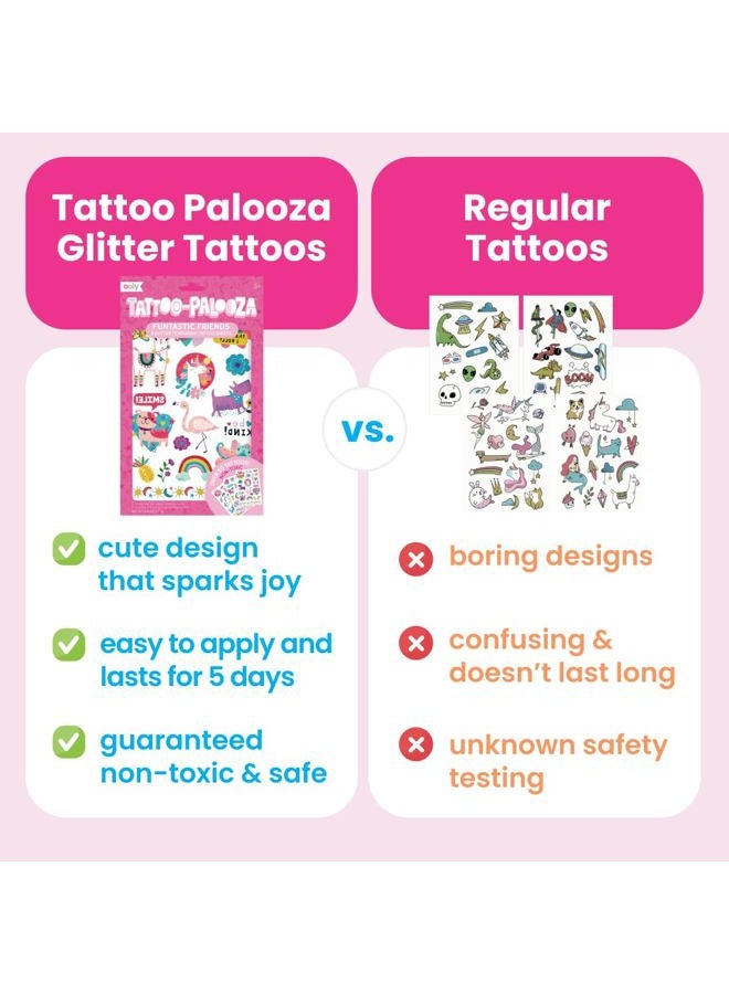 OOLY Glitter Tattoo-Palooza Over 50 Safe Non-Toxic Temporary Tattoos for Kids, Fake Tattoos as Party Favors for kids 4-8, Goodie Bag Stuffers for Birthday Party Supplies [Mermaid Magic] - Image 3