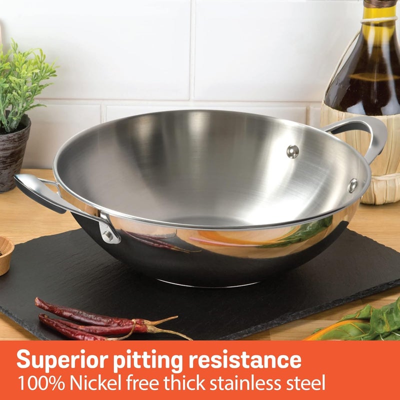MEYER Meyer Select Nickel Free Stainless Steel 26cm Frypan + 26cm Kadhai/Wok 3-Piece Cookware Set With Interchangeable Lid (Induction & Gas Compatible), Silver  - Image 4