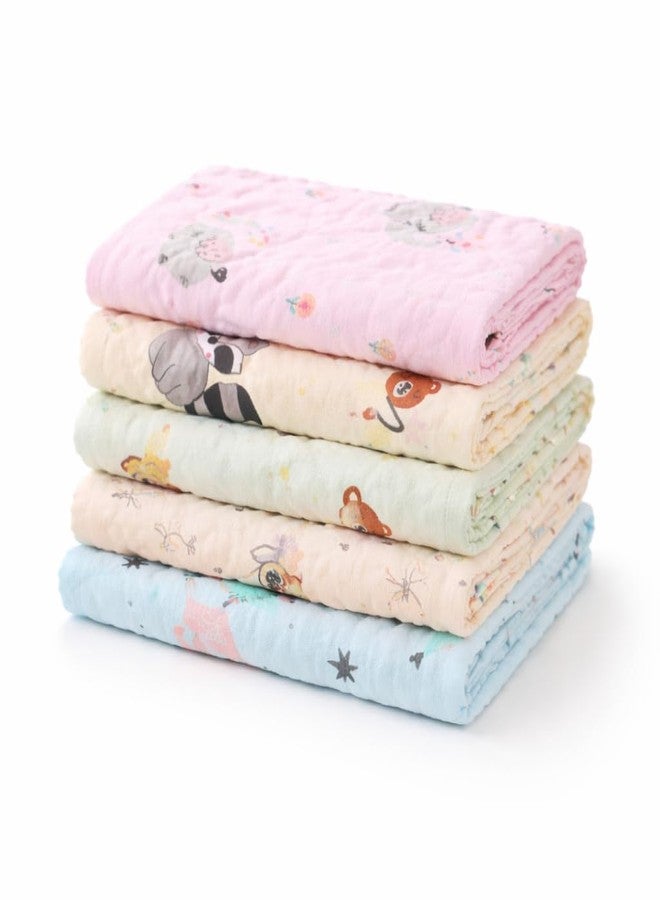 CLUZE High Density 6-Layer Gauze Square Cotton Baby Saliva Towel | Soft & Absorbent Colorful Handkerchief Wash Cloth for Newborns & Kindergarten Kids | 25x25 cm (4, Multicolor, Small) - Image 2