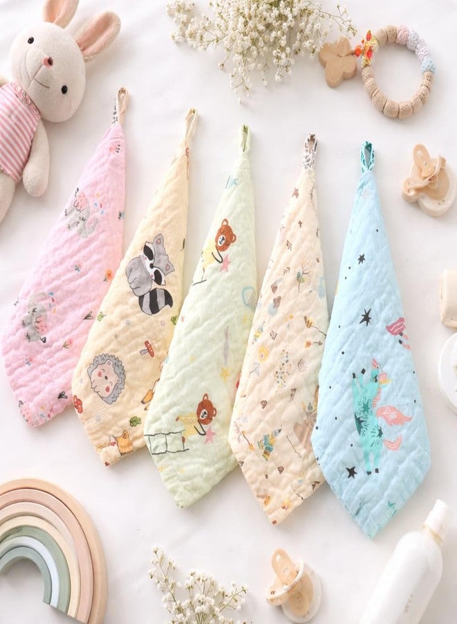CLUZE High Density 6-Layer Gauze Square Cotton Baby Saliva Towel | Soft & Absorbent Colorful Handkerchief Wash Cloth for Newborns & Kindergarten Kids | 25x25 cm (4, Multicolor, Small) - Image 5