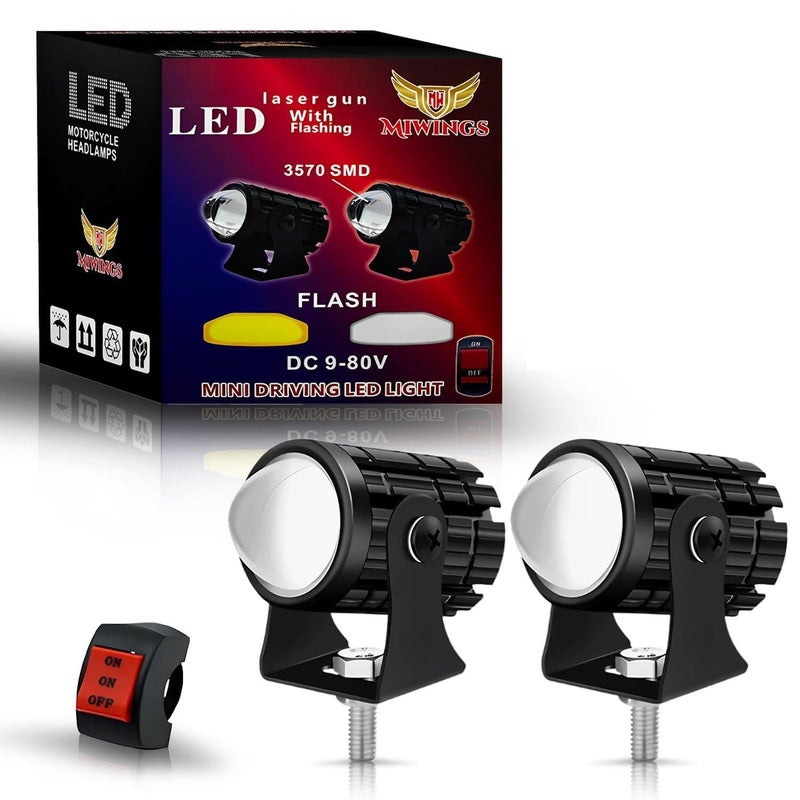 SORAX U1 LED Driving Fog Lights, Motorcycle Auxiliary Spot Lights Amber and White Projector High Low Beam Lights Replacement for All Motorbike Cars SUV ATV (Pack 2) - Image 3