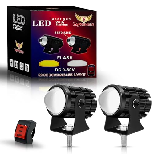 SORAX U1 LED Driving Fog Lights, Motorcycle Auxiliary Spot Lights Amber and White Projector High Low Beam Lights Replacement for All Motorbike Cars SUV ATV (Pack 2) - Image 1