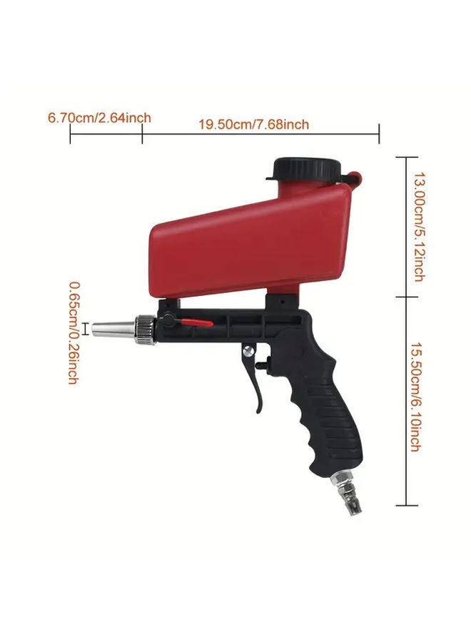 1pc 90psi High Pressure Pneumatic Sandblasting Gun Kit Portable Air Powered Handheld Sandblaster With Gravity Feed Adjustable Compact Design For Rust Removal Surface Preparation Durable Metal Construction No Battery Needed Sandblasting Gun For Metal Industrial Cleaning Tool Ergonomic Handle Robust Construction Sand Blaster Full Kit With Compressor Sandblasting Machine Sandblasting Pistol - Image 2