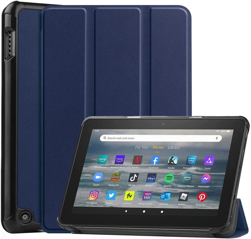 Kepuch Custer Case for Fire 7 2022 release - Ultra-thin PU-Leather Hard Shell Cover for Fire 7 2022 release - Blue - Image 1