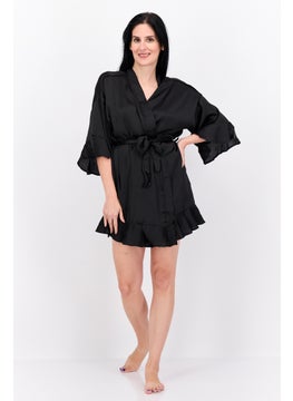 Women Plain Short Sleeves Belted Robe, Black - pzsku/ZE0945FF44B67A3557E6FZ/45/_/1733839572/5cb8b5a6-775b-4de8-b38e-15e825cb63e3