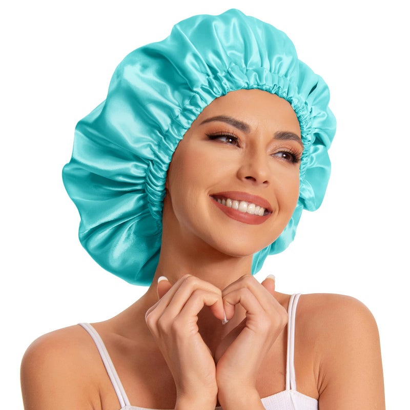 Edoneery Satin Bonnet Silk Bonnet Hair Bonnet for SleepingSlouchy Beanie Hat Satin Sleep Cap for Womens Natural  Curly HairMint Green