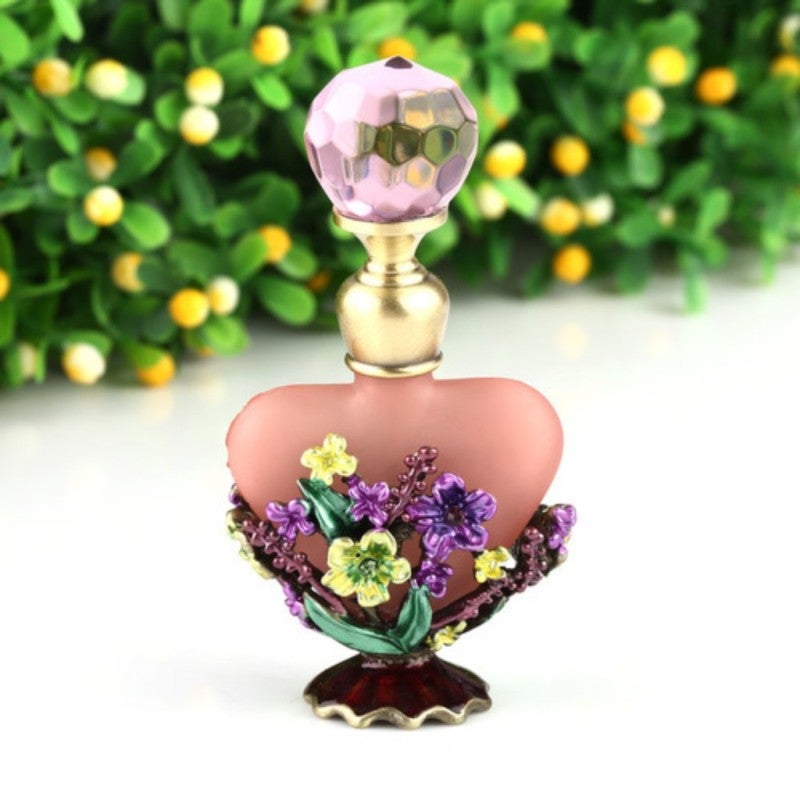 Painted Perfume Bottle Dubai Glass Metal Cork Stopper - Vintage Peacock Butterfly Design Enamel Essential Oil Bottle for Versatile Cosmetic Collection - Image 5
