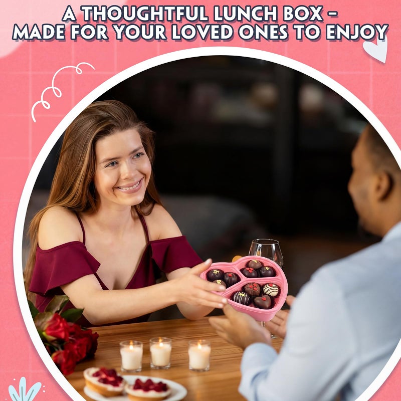 Layhit 20 Pcs Valentines Heart Containers Plastic Food Storage Containers with Lids Heart Shaped Disposable Lunch Dessert Box for Kitchen Restaurant Fruit Vegetable (Pink) - Image 4