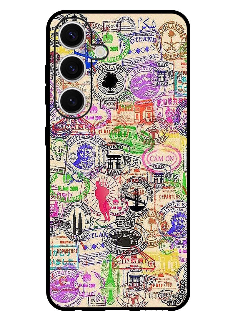 Theodor Protective Case Anti Scratch Shock Proof Bumper Cover For Samsung Galaxy S24 Passport Stamp - Image 1