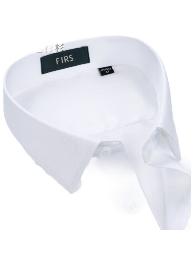 FIRS Liquid Ammonia Non-Iron Long Sleeve Shirt For Men, Pure Cotton Business Formal Wear, Pure White, Size 44 - Image 1