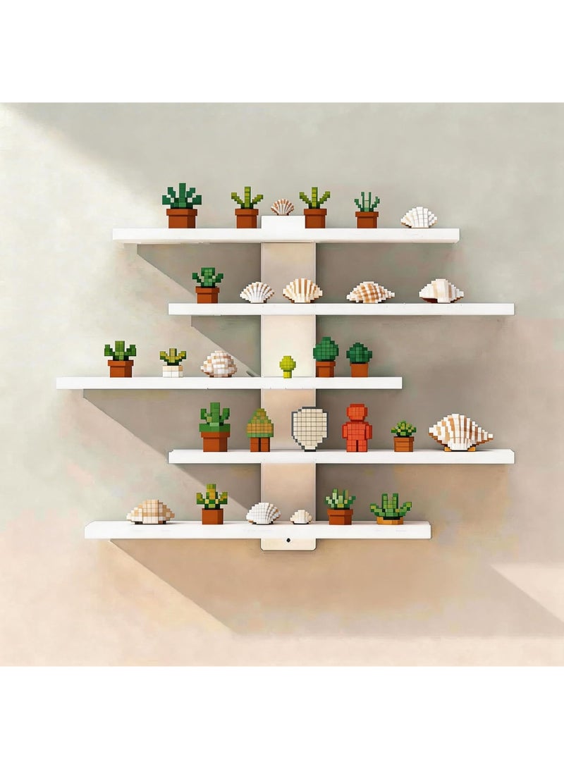LuckSa 5-Tier Floating Wall Mounted Shelves, Wall Display Storage Shelf for Anime Figurines, Dolls, Plants & Statues, Decorative Organizer for Bedroom, Living Room, Study, Kids Room(White) - Image 2