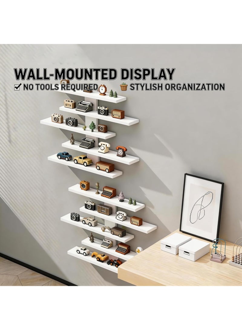LuckSa 5-Tier Floating Wall Mounted Shelves, Wall Display Storage Shelf for Anime Figurines, Dolls, Plants & Statues, Decorative Organizer for Bedroom, Living Room, Study, Kids Room(White) - Image 4