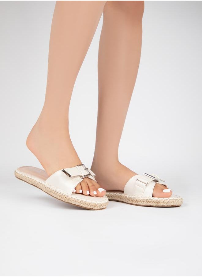 RAID - Buckle Detail Flat Espadrille Sandals by Styli - Image 1