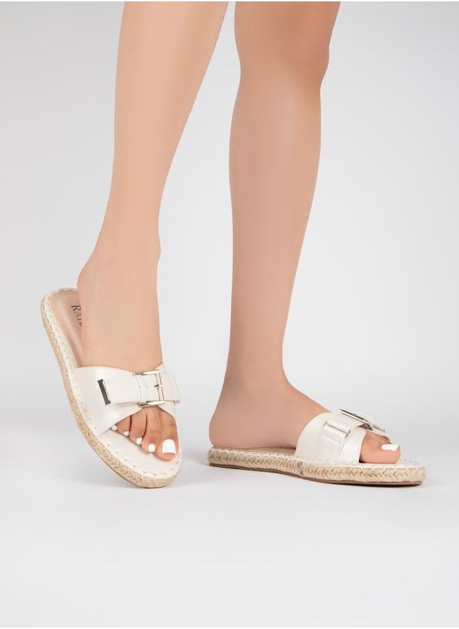 RAID - Buckle Detail Flat Espadrille Sandals by Styli - Image 1