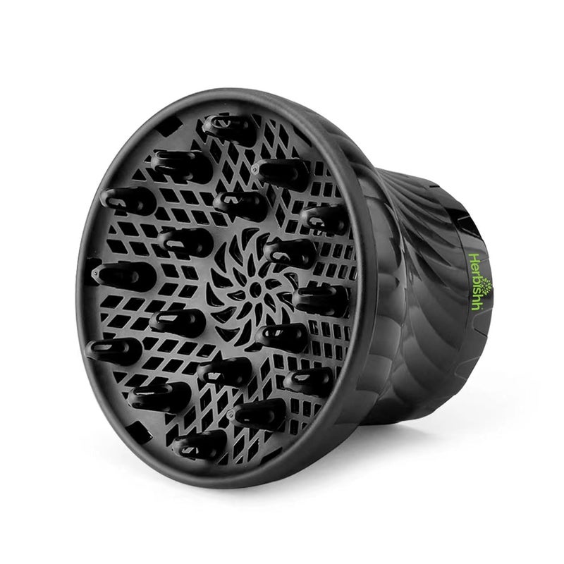 ملحق ناشر مجفف الشعر هيربيش له توزيع حراري متساوي، يناسب جميع أنواع الشعر المجعد، الكثيف والمجعد، يقلل من التجاعيد ويضيف حجم، هدايا لها، قابل للتعديل من 3.5 إلى 8 سم (أسود)