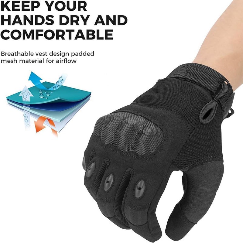 Aputue Motorcycle Gloves, L Size Black Protective Biker Gloves Hard Knuckle Breathable Material, Touchscreen Compatible Riding Gloves for Motorcycle Cycling Outdoor Driving Motorbike Accessories - Image 4