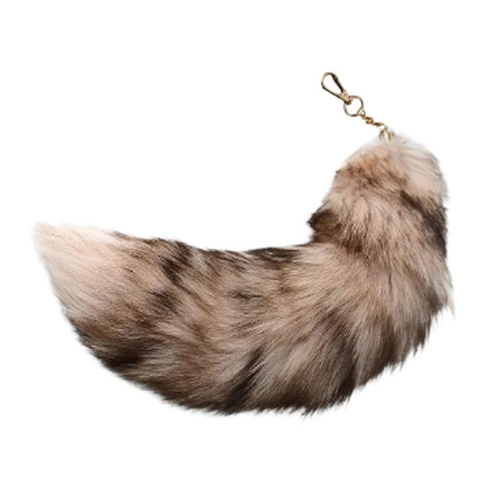Natural Fox Tail Keychain Charm for Women grass fox - Image 1