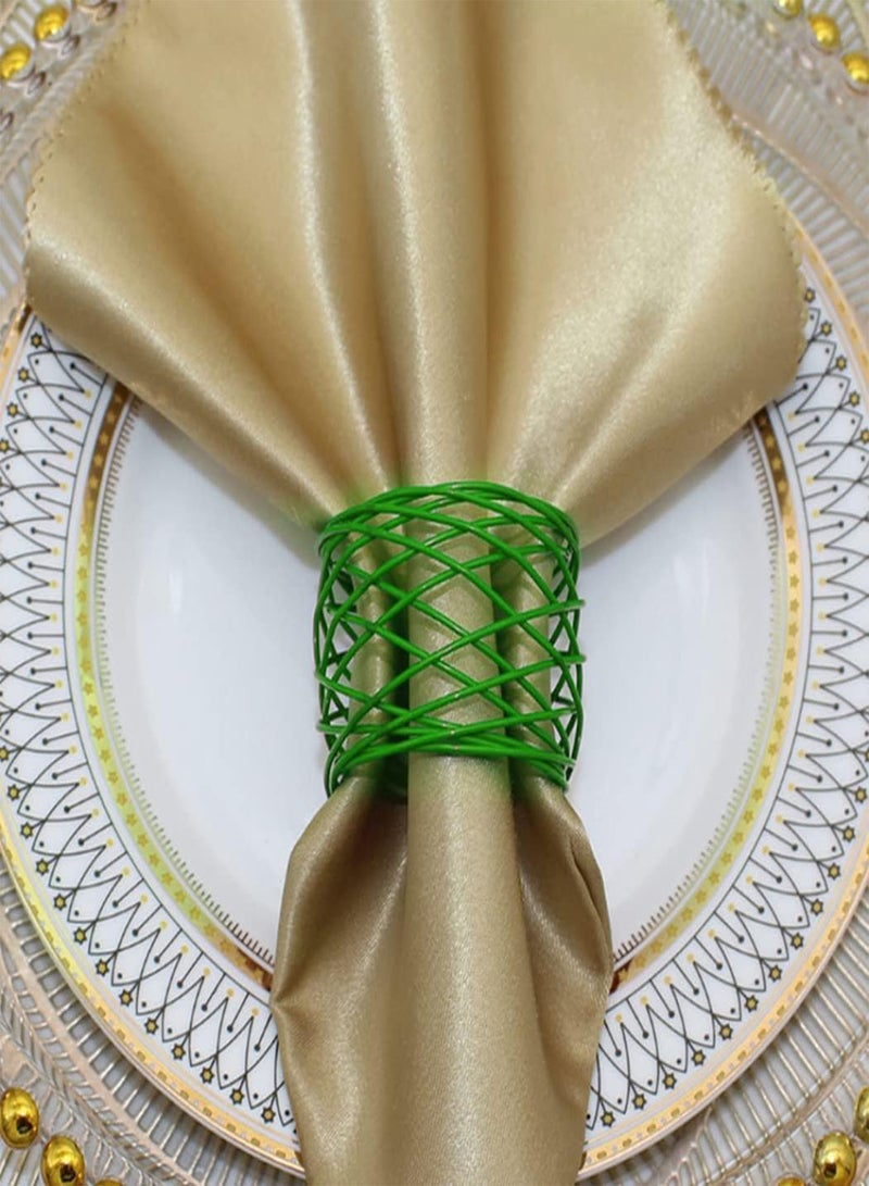 GGOOT 4pcs Metal Mesh Napkin Rings Green Napkin Ring St Patricks Day Buckle for Table Decoration  - Image 3