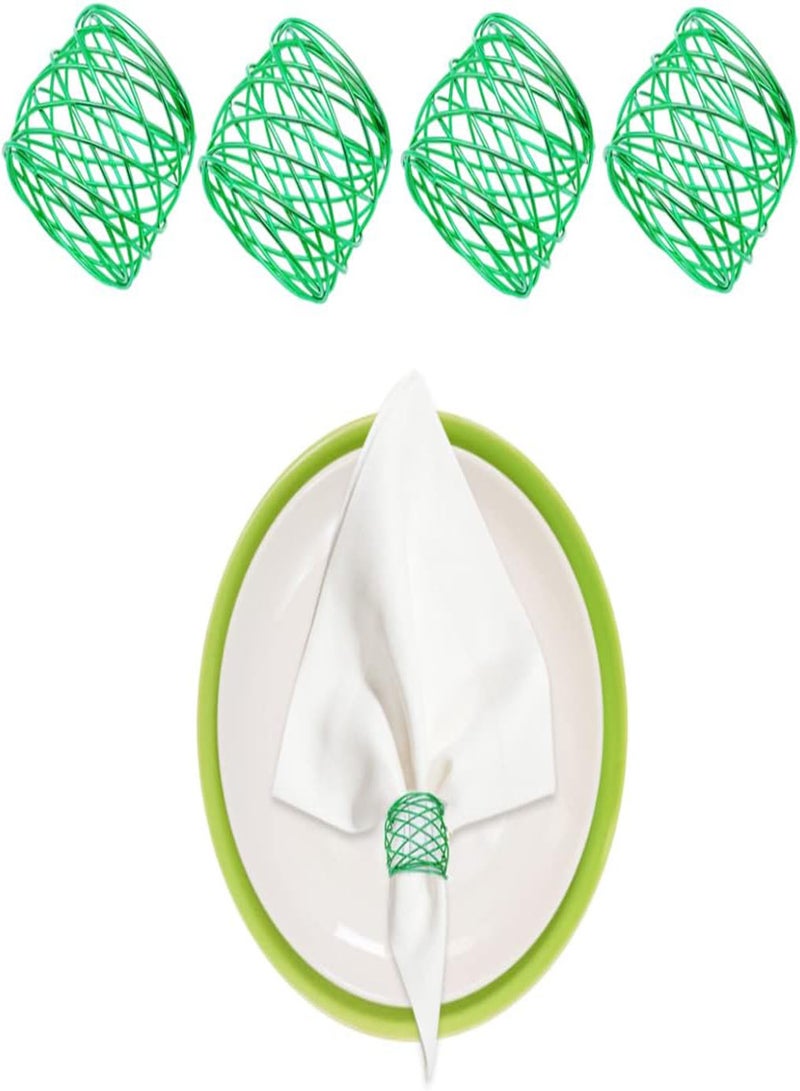 GGOOT 4pcs Metal Mesh Napkin Rings Green Napkin Ring St Patricks Day Buckle for Table Decoration  - Image 2