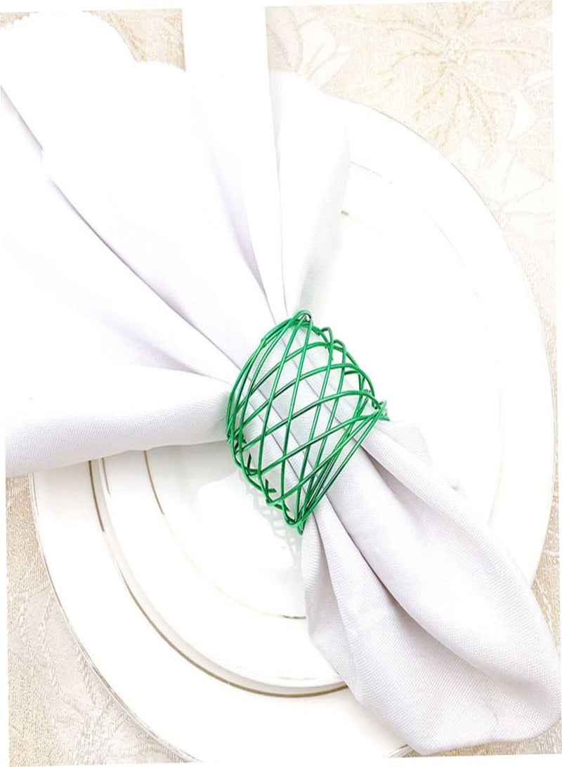 GGOOT 4pcs Metal Mesh Napkin Rings Green Napkin Ring St Patricks Day Buckle for Table Decoration  - Image 4