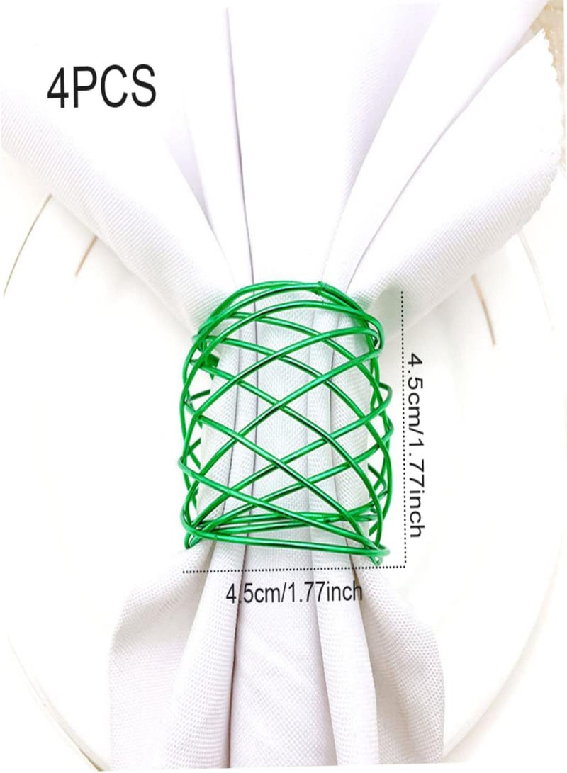 GGOOT 4pcs Metal Mesh Napkin Rings Green Napkin Ring St Patricks Day Buckle for Table Decoration  - Image 5