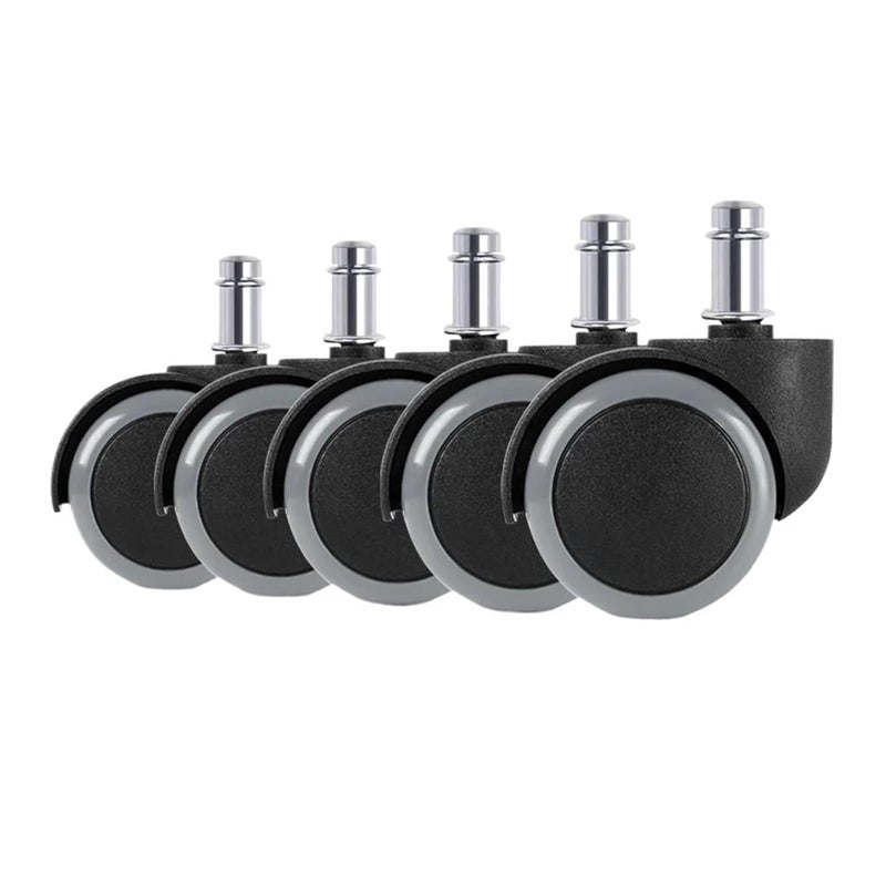 Universal Mute Caster Wheels 5pcs 2 Inch Gray Office Chair Replacement Swivel Rollers - Image 2