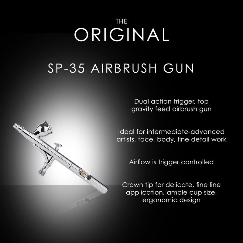 TEMPTU Gravity Feed Airbrush, SP-35 Dual Action Airbrush Gun | Push-and-Pull Trigger | Professional Airbrush For Face, Body & Fine Detail Work | Includes Storage Case - Image 2