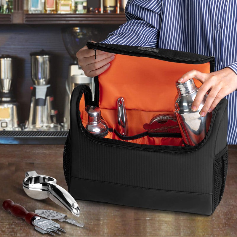 CURMIO Bartender Kit Bag, Portable Travel Carrying Bag with Rubber Handle for Bar Tools Set, for Home Indoor Outdoor Patio Party, Black (Bag ONLY, Patent Pending) - Image 5