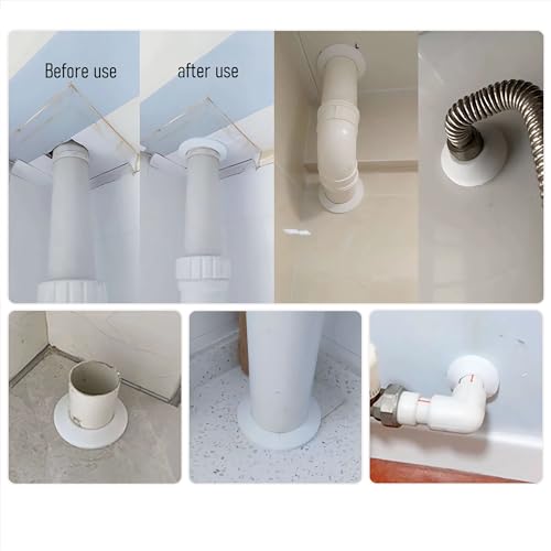 FOCMKEAS 2Pcs Pipe Cover Decoration, Fit 4.33"(110mm) Pipe PP Plastic Flangen Water Pipe Cover Decoration, Escutcheon Pipe Collar for Wall Pipe Tube Decoration, White - Image 5