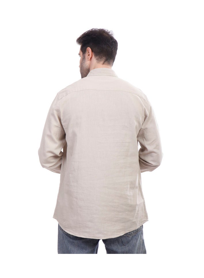 كوب قميص كتان بأكمام طويلة - Image 3