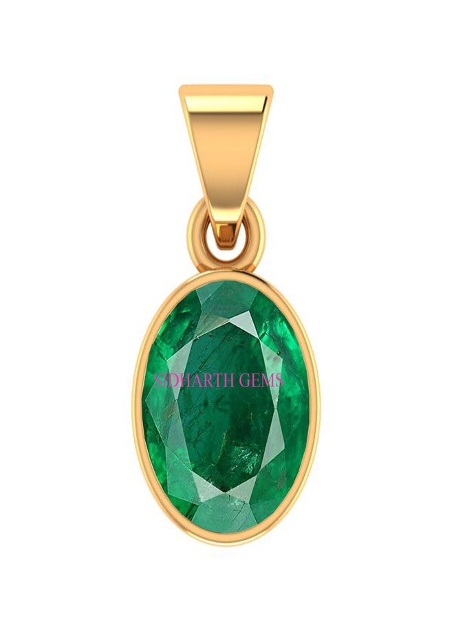 SIDHARTH GEMS 12.25 Ratti / 11.75 Carat Natural Emerald Panna Gold Plated Pendant Locket for Women,S (Astrological Purpose Pendant) - Image 1
