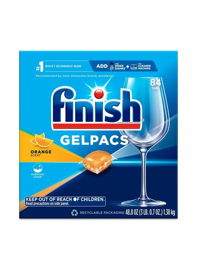 Finish Dishwasher Detergent Soap, All In 1 Gel Pacs, Orange Blossom, 84 Tablets - Image 1