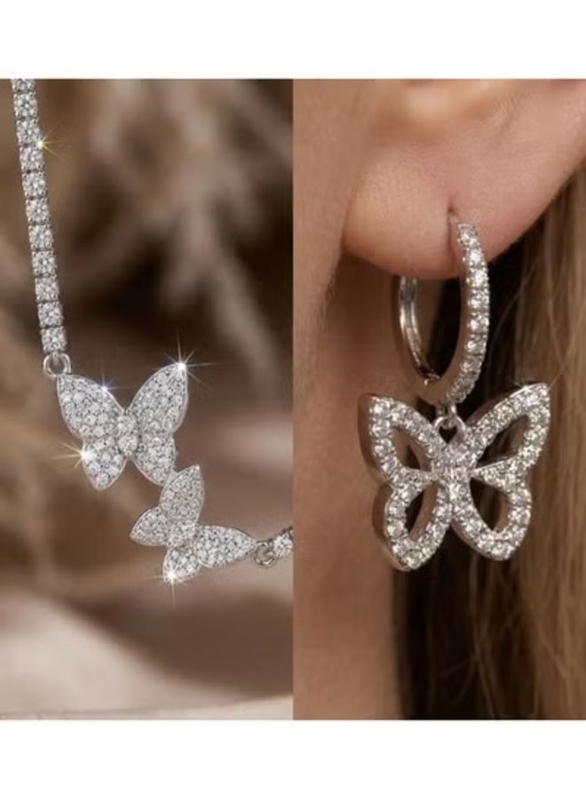 veya Women’s Luxury 4-Piece Butterfly Jewelry Set – Necklace, Bracelet and Earrings with Sparkling Elegant Design - Image 3