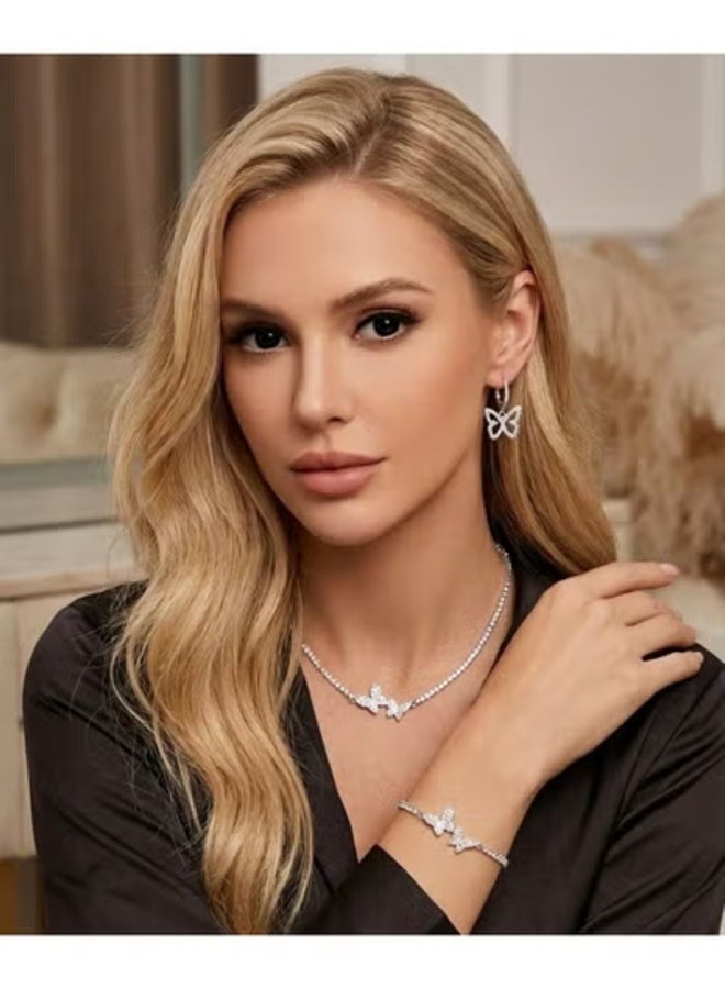 veya Women’s Luxury 4-Piece Butterfly Jewelry Set – Necklace, Bracelet and Earrings with Sparkling Elegant Design - Image 2