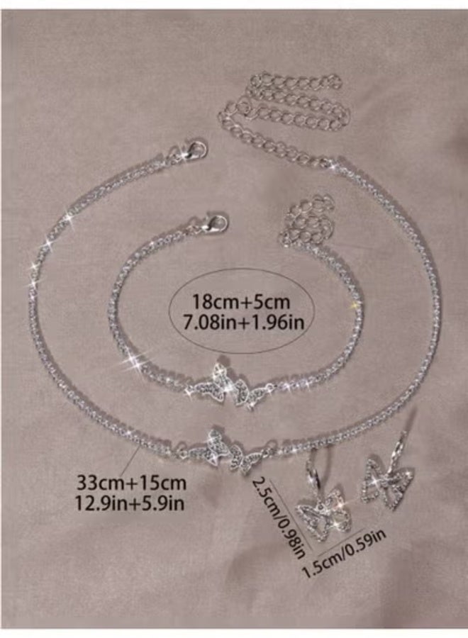 veya Women’s Luxury 4-Piece Butterfly Jewelry Set – Necklace, Bracelet and Earrings with Sparkling Elegant Design - Image 4