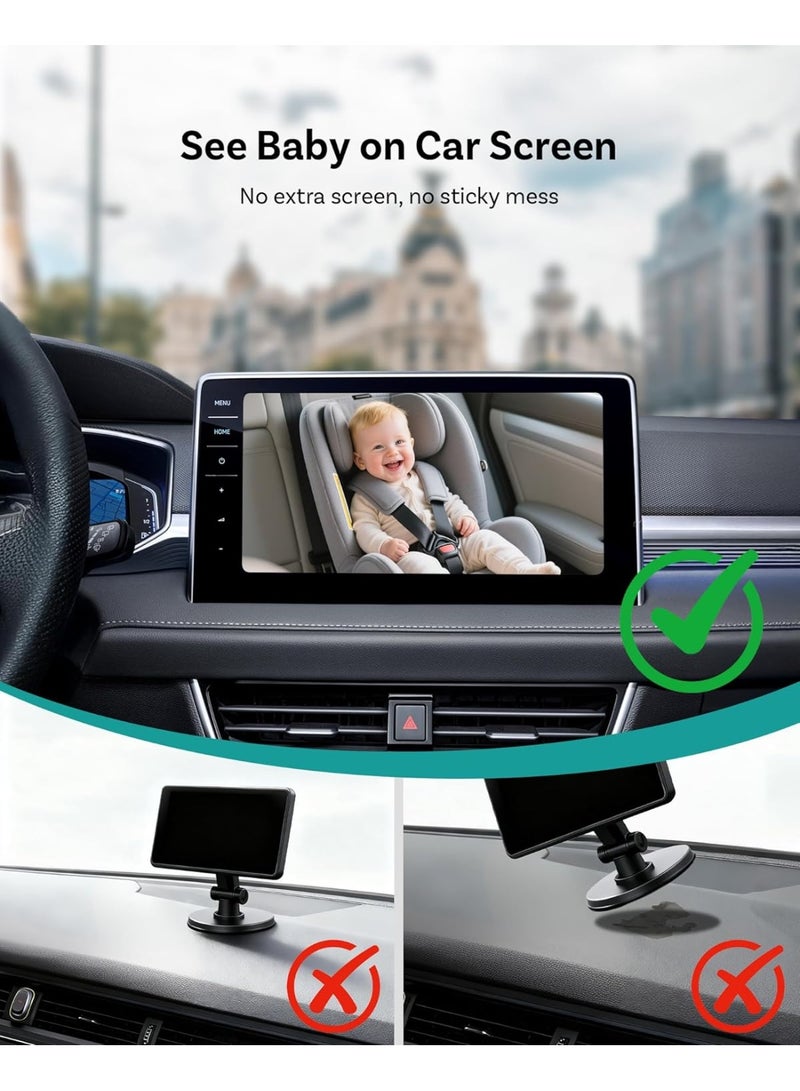 Ottocast Cabin Care 2026 Wireless CarPlay Adapter with 1080P HD Rear Seat Baby Monitor Camera – 150° Wide Angle, Night Vision, Plug & Play USB-A, OEM Screen Display, Compatible with Factory Wired CarPlay Cars, Infants, Kids & Pets - Image 4