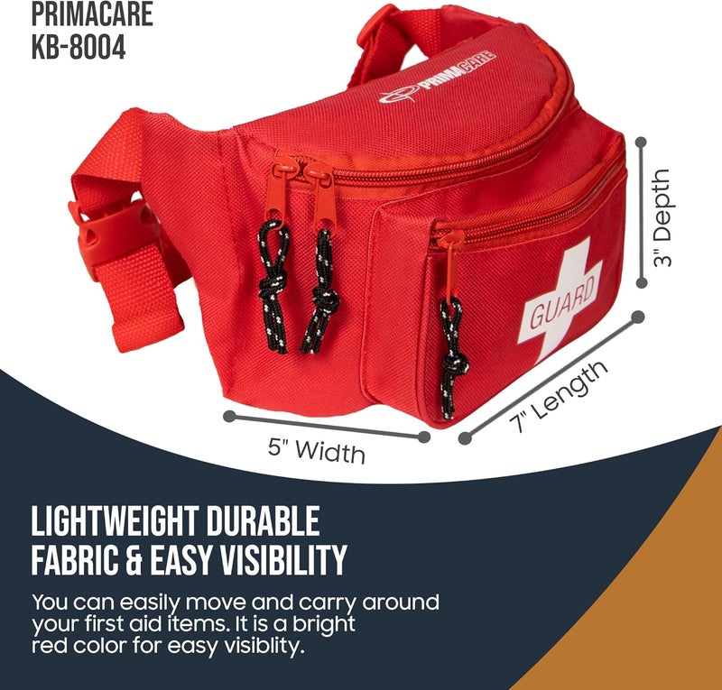 PrimaCare KB8004 First Aid Empty Fanny Pack for Emergency Equipment Set 8 x 2 x 6 Red - Image 3