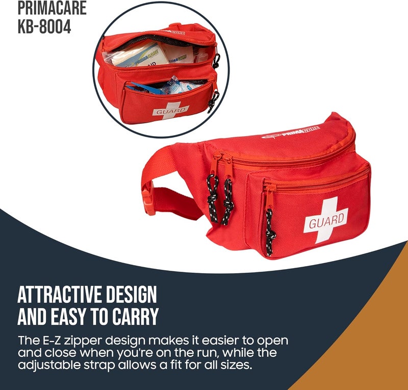 PrimaCare KB8004 First Aid Empty Fanny Pack for Emergency Equipment Set 8 x 2 x 6 Red - Image 4