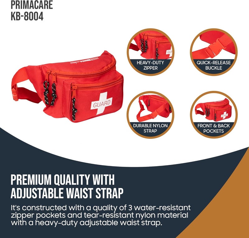 PrimaCare KB8004 First Aid Empty Fanny Pack for Emergency Equipment Set 8 x 2 x 6 Red - Image 2