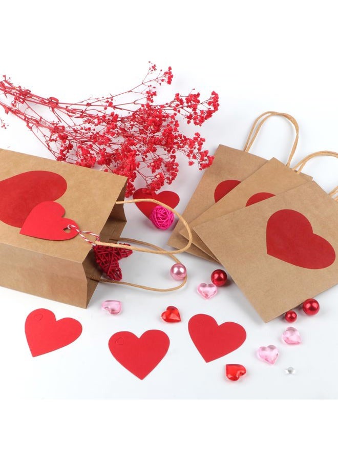 Jangostor 12 Pack Valentines Day Gift Bags with Tags Valentines Kraft Paper Bags Valentines Candy Bags with Handles Heart Love Party Favor Bags for Valentine's Day Wedding Anniversary Birthday Party - Image 4