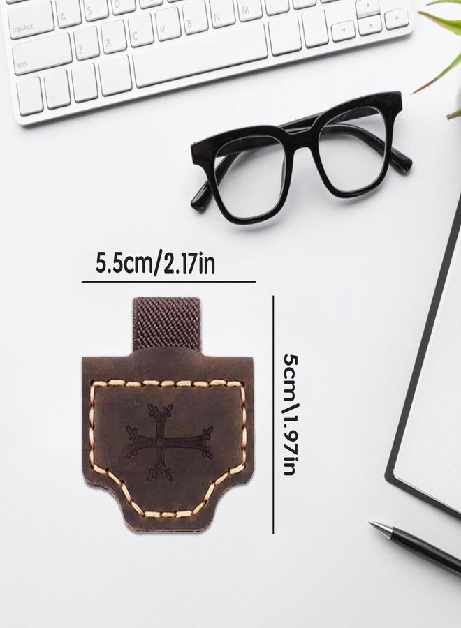Aebgsa Personalized Leather Magnetic Bookmark Cross Element,Bygone Mark Bookmark with Pen Holder, Magnetic Bookmarks for Reader Book Lovers Men Women(Blue Crosses, 1PCS) - Image 3