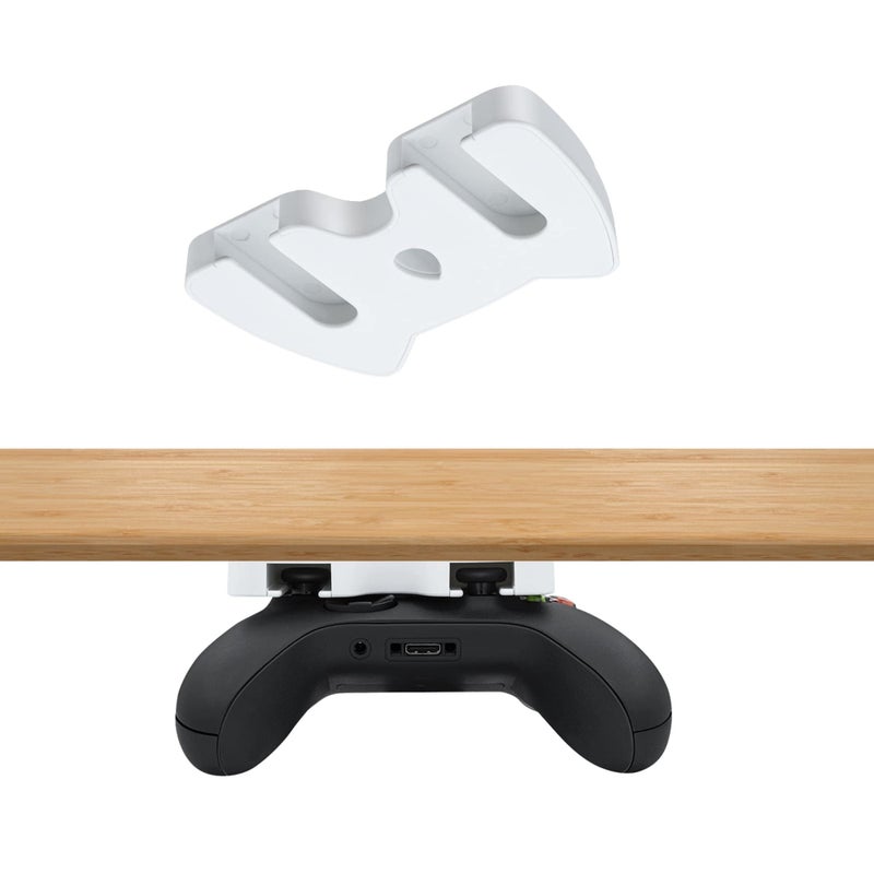 Mcbazel Under Desk Mount for Xbox Series X/S, Xbox One X/S, Xbox One, Xbox 360, Switch Pro Controller, Table Stand Holder Compatible with Xbox and Switch Pro Controller - White - Image 1
