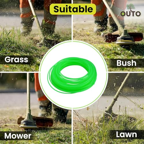 OUTO Trimmer Line Heavy Duty Nylon Rope Bundle Garden Tool for Weed Strimmer Grass Cutter Machine (Green, 1.65mm X 15m) - Image 4