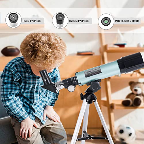 mijiaowatch منظار ميجياووتش للأطفال - 360/50 مم 90X تكبير تلسكوب فضائي HD مع حامل ثلاثي للأطفال/البالغين/المبتدئين (أزرق) - Image 5