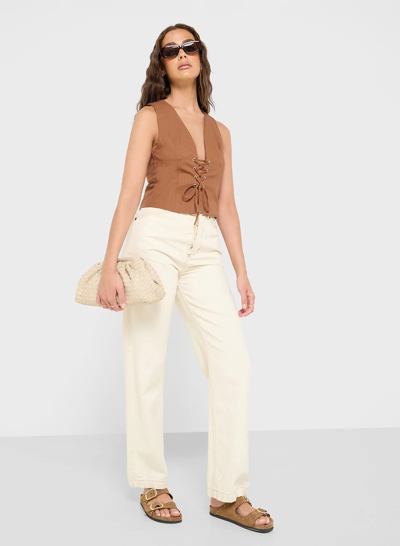 Ginger Lace Tie Up Detail Vest