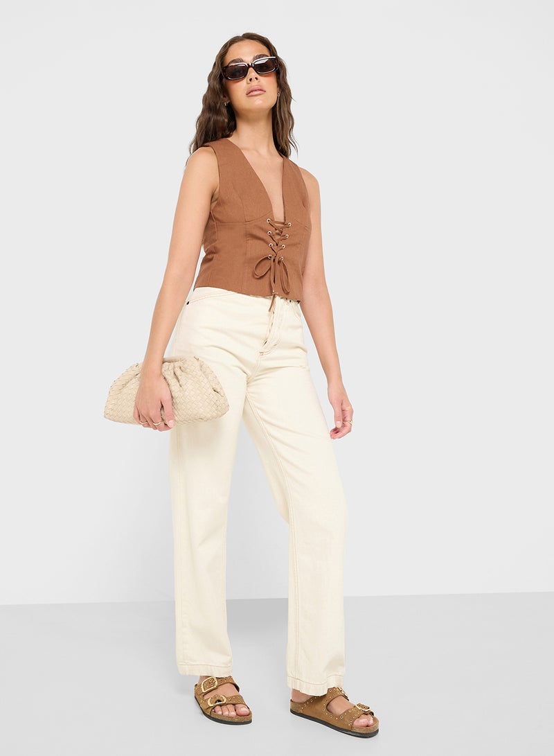 Ginger Lace Tie Up Detail Vest  - Image 4