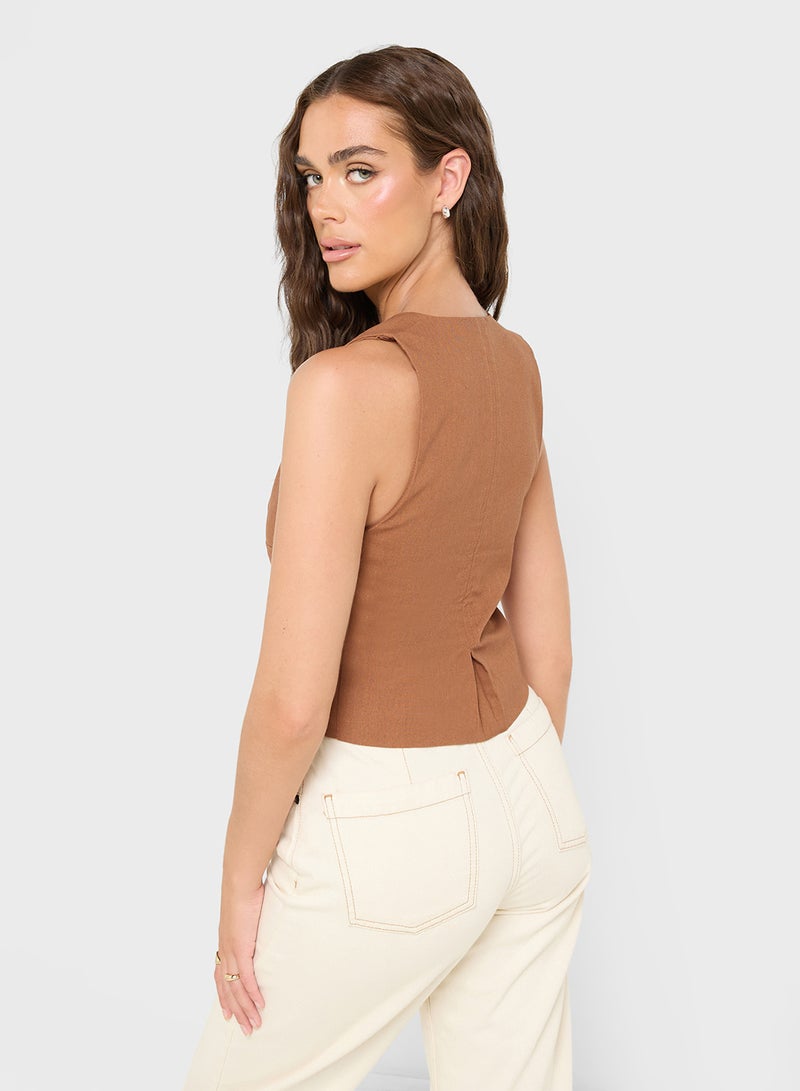 Ginger Lace Tie Up Detail Vest  - Image 2