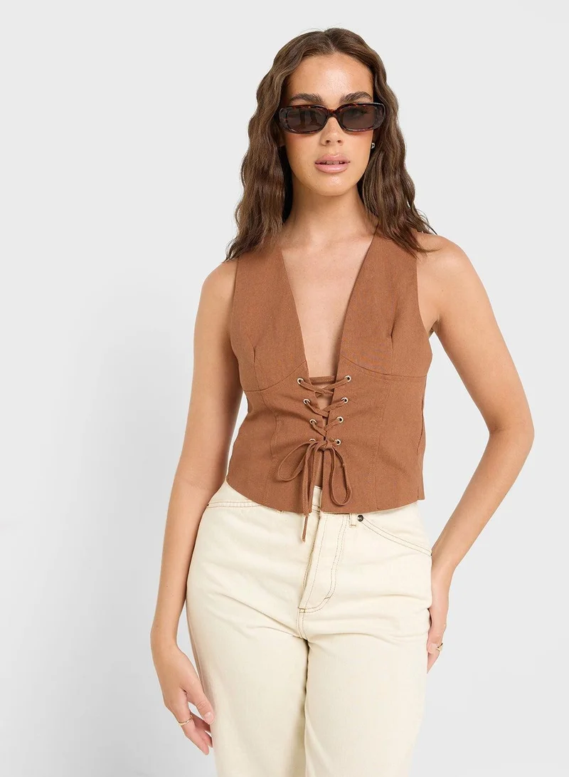 Ginger Lace Tie Up Detail Vest